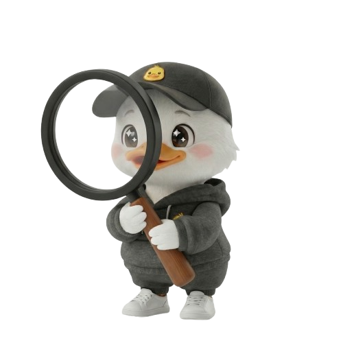 레스덕이 돋보기로 기술을 탐색하는 포즈